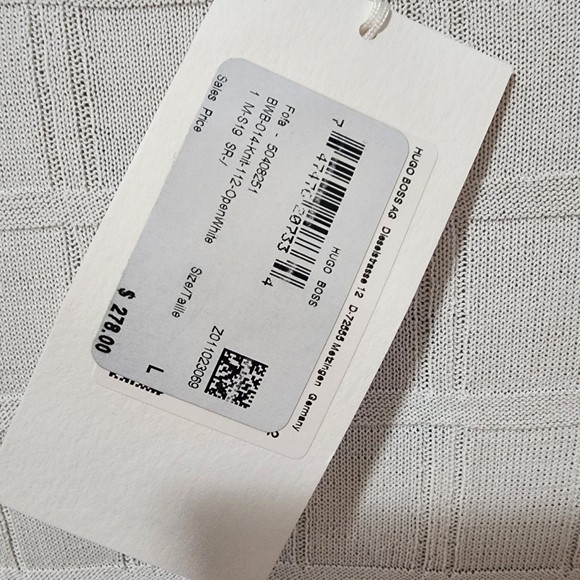 NWT Boss Italian Designer Long Sleeve Cream White Textured Sweater Top - Large - Picture 9 of 9